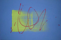 Acrylique sur chassis 60x20 longfondbleutraceverte